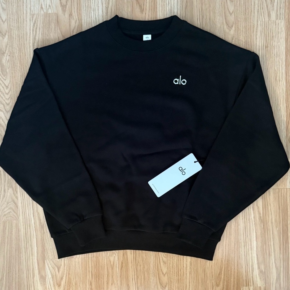 Alo Yoga Accolade Crew Neck Pullover Black NEW